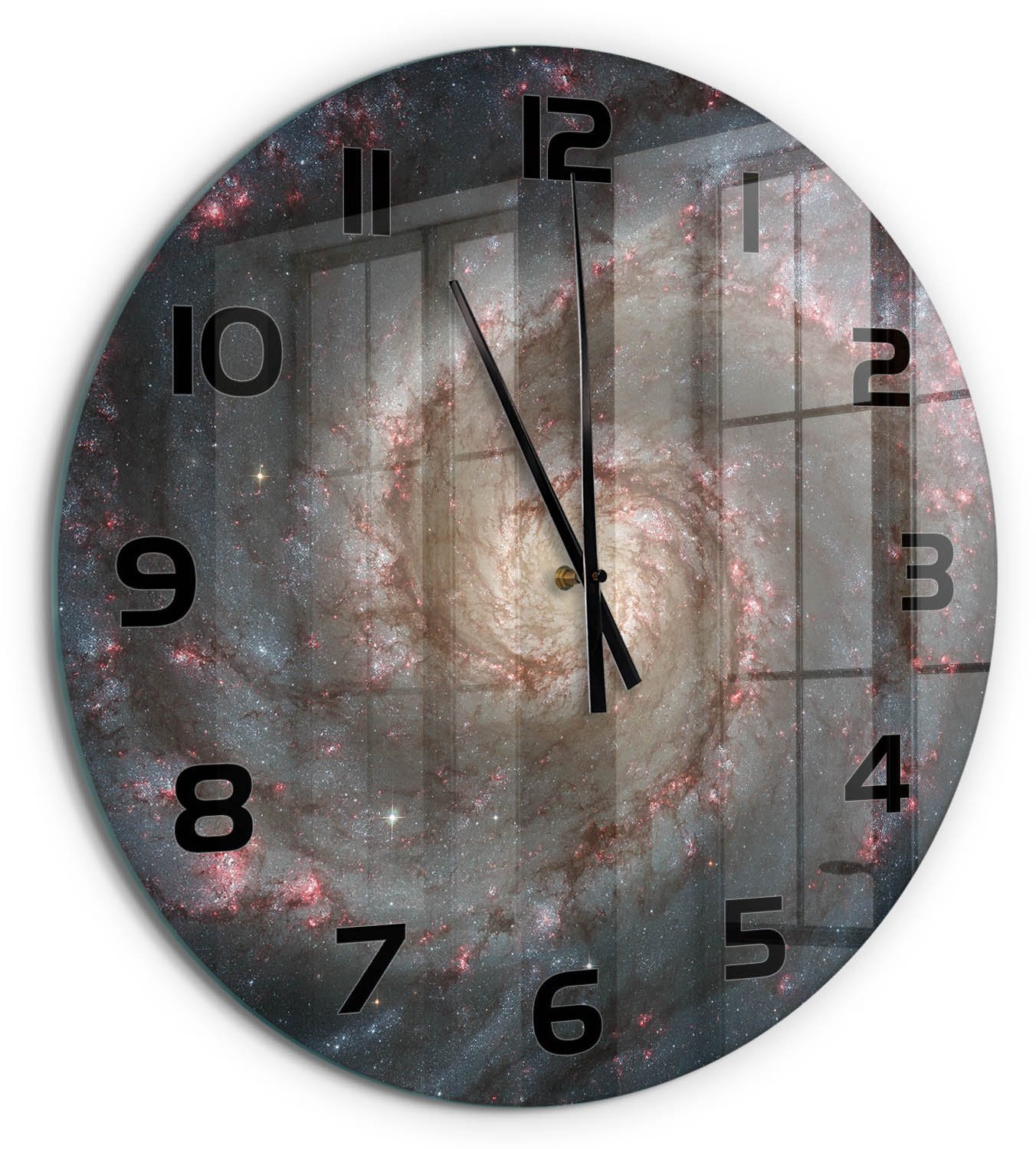 Tulup Wandklok Mist - Ronde Glazen Wandklok - Zwart - Diameter: 60 cm
