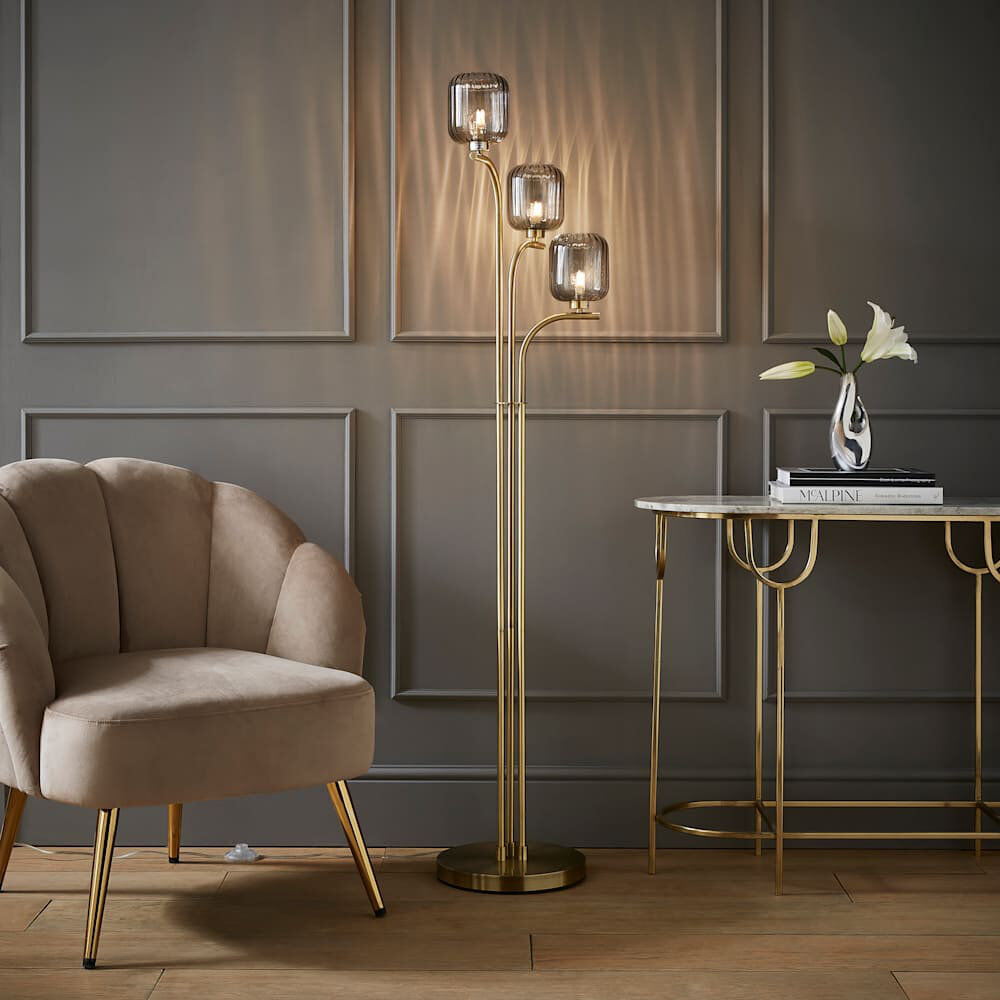 Heritage Hues Amelie 155cm Plated Traditional Floor Lamp Plated 155cm H X 36cm W X 38cm D