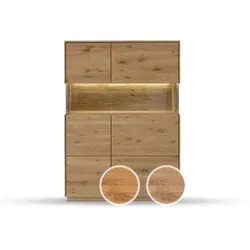 Massivholz »St. Gallen« Highboard II natur geölt / mit Beleuchtung
