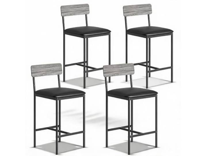 IDEALHOUSE Barhocker Set 4-teilig – Gepolsterte Tresenhocker Mit Rückenlehne&Fußstütze, 65cm Sitzhöhe – Esszimmer- und Kücheninsel Barstühle, Platzsparend für Apartment – Vierer-Set