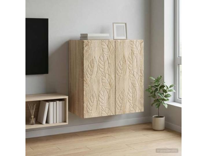GPWERSDF Wandschrank 59 x 31 x 60 cm Holzwerkstoff Sonoma-Eiche Wandmontage, 90° Pendeltüren, pflegeleichte Oberfläche, robuste Holzbretter, platzsparend