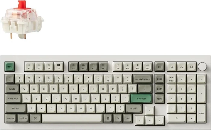 Keychron Q5 Max Swappable RGB Backlight Red Switch Knob Version - White, US