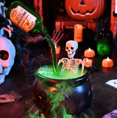 Inspire Curations Halloween Witch Cauldron With LED Fog Halloween Cauldron Mist Maker For Spooky Party & Home Decor green 20cm
