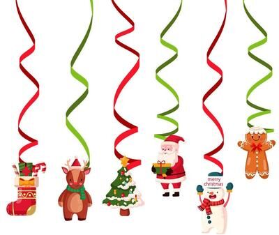 Snug & Styled Christmas Cartoon Hanging Spiral Decorations PVC Party Ceiling Pendants elk