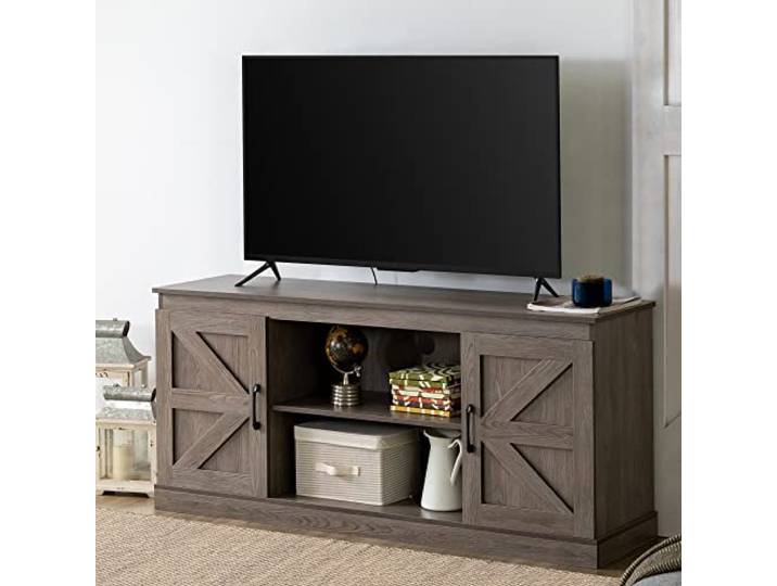 Zinus Wade TV Schrank - TV Schrank 147x67x40 cm - Möbel mit Aufbewahrungsschrank - Design im Landhausstil - Grau