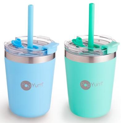 PopYum 9oz Insulated Stainless Steel Kids' Cups, 2-Packs
