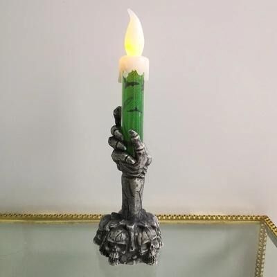 Uplifted Finds Halloween Skeleton Pumpkin Ghost Party Candles Decorative Home Tabletop Accent green