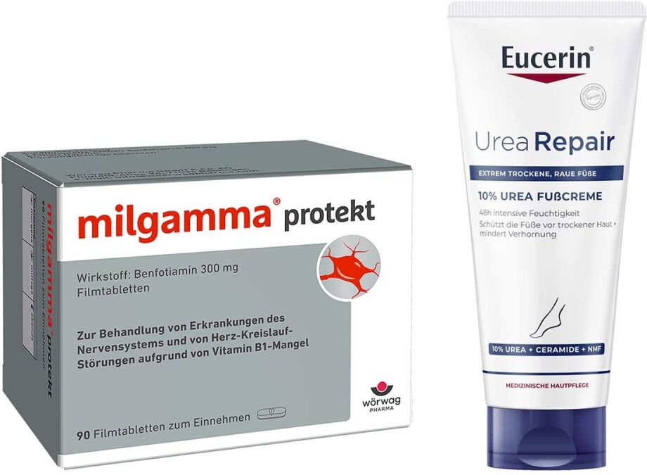 Milgamma Protekt Filmtabletten + Eucerin Urearepair Plus Fußcrem