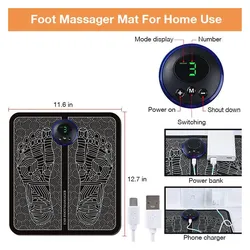 Herzberg Home & Living, Massagegerät, Faltbare EMS Fussmassagematte mit 8 Massagemodi, Akkubetrieb