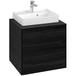 Villeroy & Boch Waschbeckenunterschrank Collaro C153B0, Eckig Black Oak, 600x548x500mm, mit Beleuchtung und integrierten Handgriffen