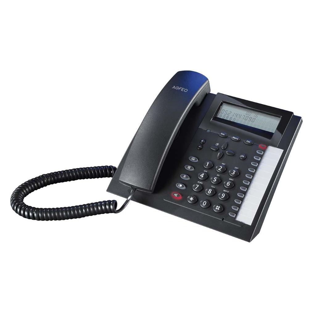 Agfeo T 18 schwarz analoges Telefon 3-zeiliges Display 3-stufiger Geräte- Neigungswinkel Headsetanschl.... (6101179)