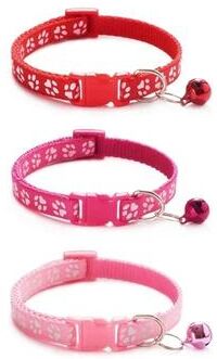 Uplift Picks Colorful Paw Print Adjustable Pet Collar With Bell set E (3 Pcs)