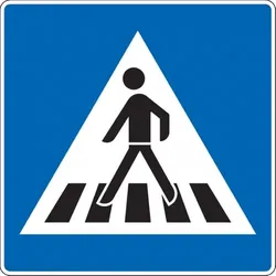 Verkehrszeichen Fußgängerüberweg rechts, Nr.350-10, Aluminium RA1, Anit-Sticker, 600x600mm