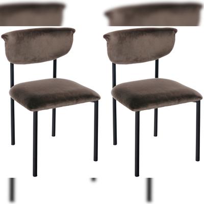 CLP 2er Set Esszimmerstuhl Gambell Samt Samt HBT: 78x52x53 cm braun