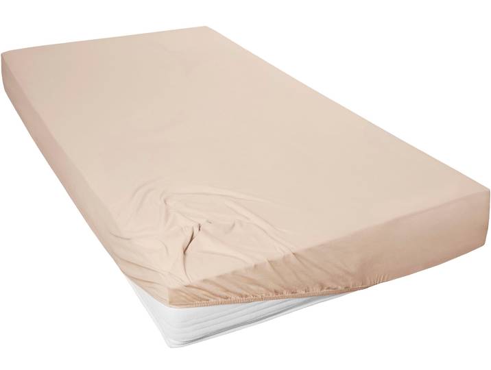 Spannbettlaken PRIMERA Mako-Feinjersey Spannbetttuch , beige (düne), L:200cm, Mako-Jersey, Obermaterial: 100% Baumwolle, Bettlaken, Spannbettlaken, Geeignet für Standardmatratzen bis 22 cm, 100% Baumwolle