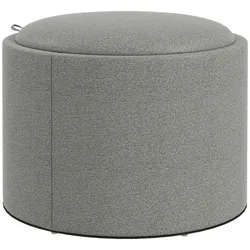 SITZHOCKER Rund mit Polsterung und Stauraum, Klappdeckel, Grau