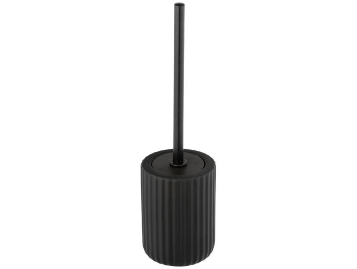WC-Garnitur WENKO Belluno , schwarz, H:42cm L:11,5cm, Edelstahl, Keramik, Reinigungsbürsten, WC-Garnitur, Bürstenhalter, Keramik