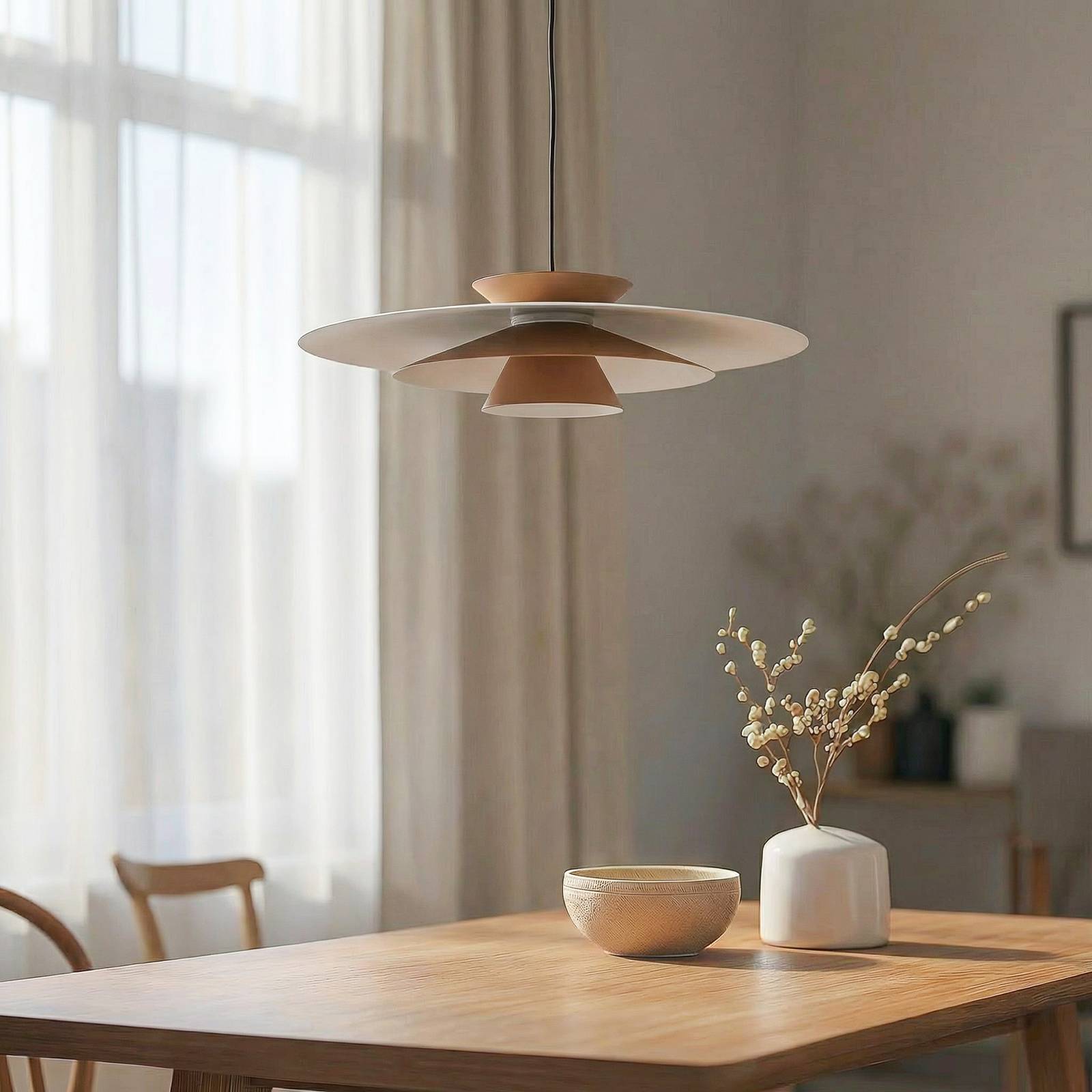 Hängelampe Livie Lucande, dimmbar, creme / amber, für Wohn- / Esszimmer, Modern
