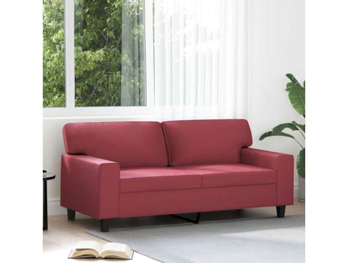 HEFZGDB Weinrotes 2-Sitzer-Sofa 140 cm Breite Kunstleder Polstermöbel mit Metallgestell, strapazierfähiges Sitzmöbel für Wohnzimmer, luxuriöses Design, hoher Komfort