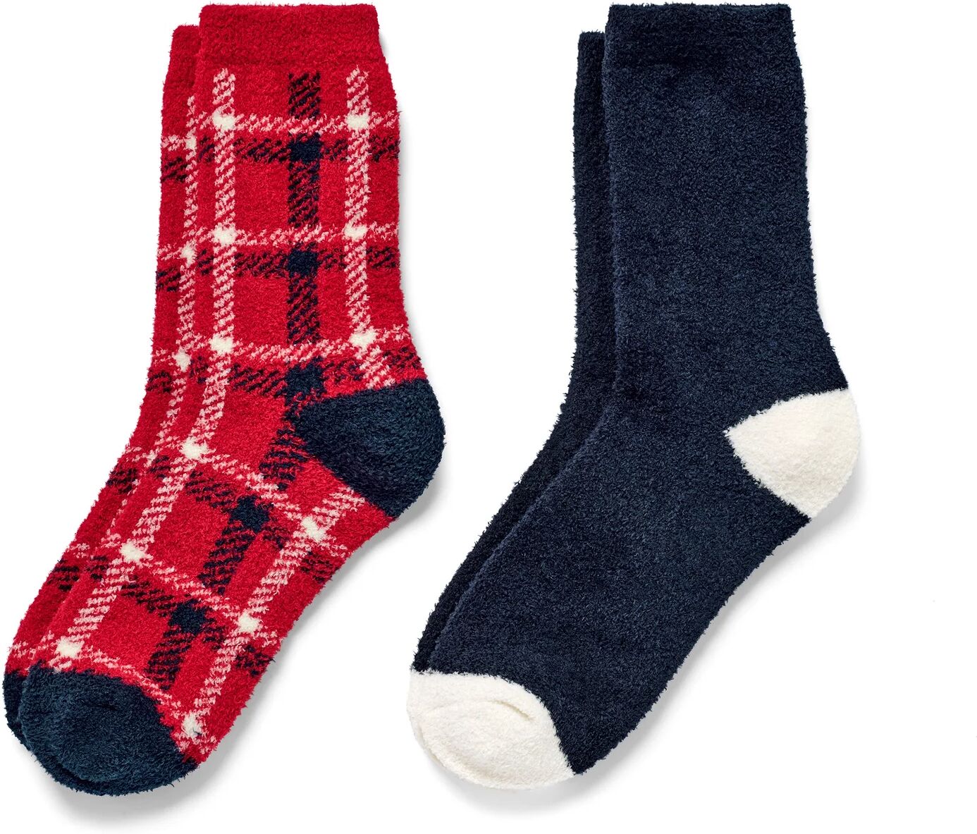 Tchibo - 2 Paar Kuschelsocken - Damen - Gr. 35-38 - weiß/kariert