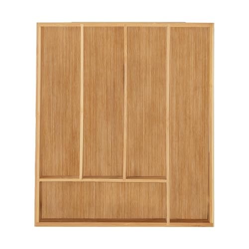 Relaxdays Bestekbak bamboe met 5 vakken, beige/bruin, B: 34 cm, D: 30 cm, H: 1 cm