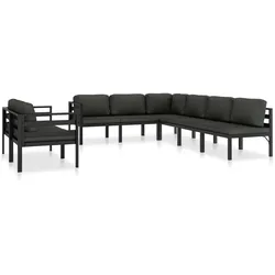 Helloshop26 - Gartenmöbel Set Outdoor Lounge 8-tlg. mit Kissen Aluminium Anthrazit 02_0017465