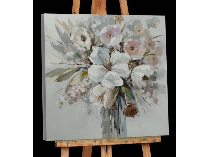 Toile image Bouquet de Fleurs Éclatant Tissu mélangé Multicolore 80 x 80 x 3cm