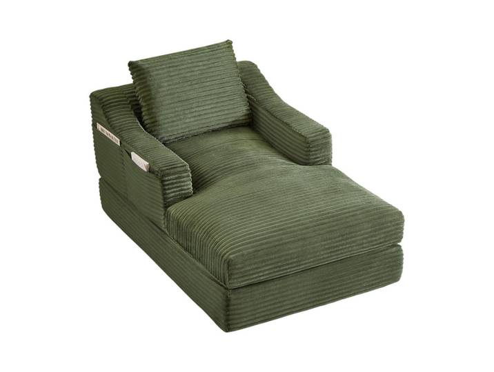Evryae Schlafsofa mit Doppel-Lagen-Design und Liegefunktion in Cord, Grün, 100x68x162 cm, Babymöbel & Kindermöbel, Kinderzimmer & Jugendzimmer, Schlafsofas