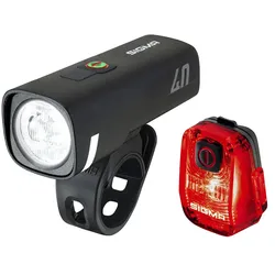 SIGMA LED Akkuleuchten Set AURA 40 / HIRO 10 RIDE TO SCHOOL Set schwarz
