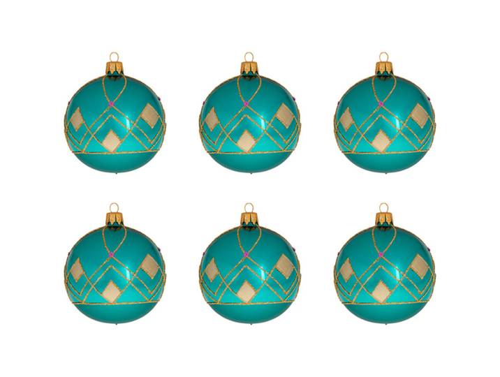 Weihnachtskugel Jolie 6er Set - Farbe: petrol - Material: Glas - 949