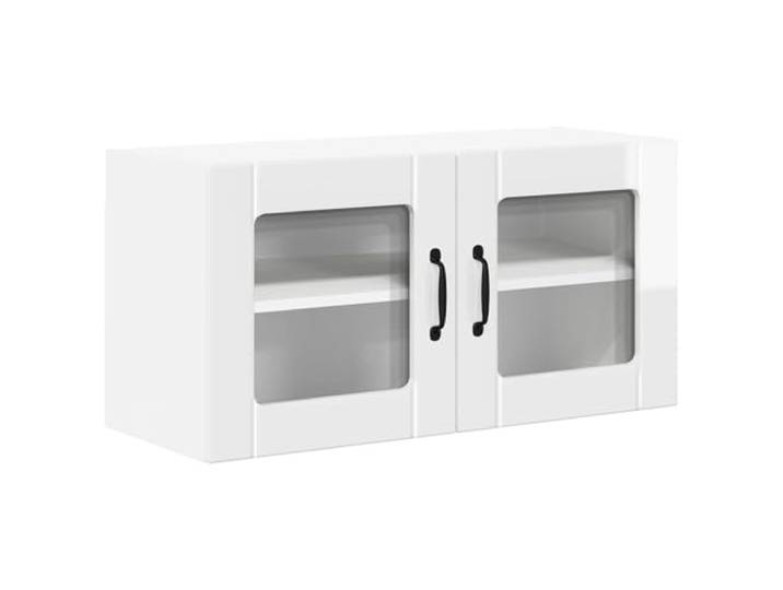 IBUQDDV Wandglas-Schrank Lucca Hochglanz Weiß 80 x 31 x 40 cm Holzwerkstoff, rechteckige Form, Innenbereich, moderne Ästhetik, minimalistisches Design, robuste Rahmenkonstruktion