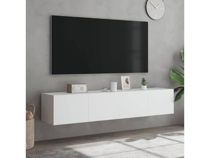Meuble TV mural - DUOKON - FAN837282 - 2 portes - Bois d'ingénierie - Lumières LED RVB