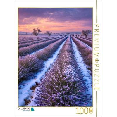 CALVENDO Puzzle Lavendel im winterlichen Licht | 1000 Teile Lege-Größe 64x48cm Foto-Puzzle für glückliche Stunden