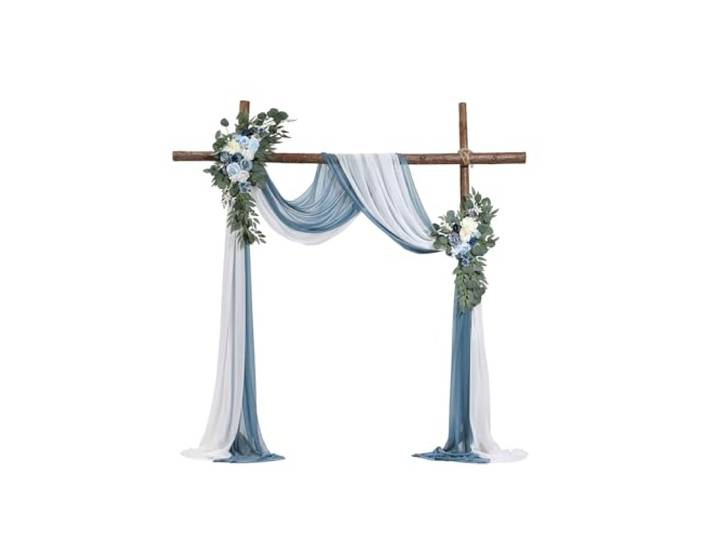 VEVOR Kit Fleurs Artificielles pour Arche de Mariage avec 2 Bouquets de Fleurs\, 2 Rideaux Translucides\, pour Décoration Célébrations Cérémonie\, de Toile de Fond de Réception\, Événements\, Bleu Blanc