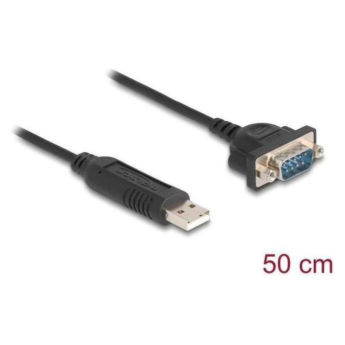 Delock USB RS-232 Adapter USB 2.0 zu D-Sub 9 Stecker mit Mut (0.50 m) (66470)