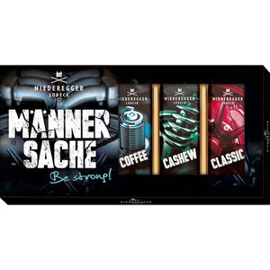 Niederegger Marzipan Mini-Brote Männersache Be Strong, 5 Stück, in 3 Sorten mit Vollmilch- & Zartbitterschokolade, 175 g