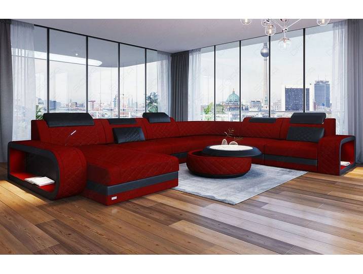Wohnlandschaft Berlin XXL U-Form in Stoff