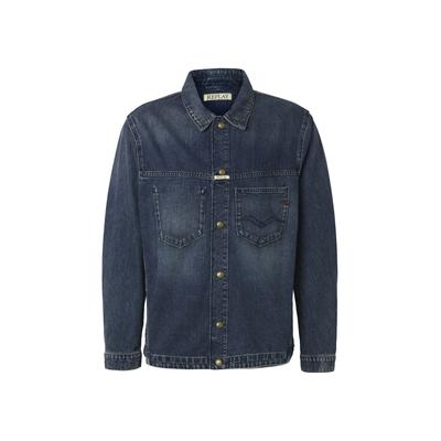 Jeansjacke REPLAY "Replay Jäckchen", Herren, Gr. M, blau (medium blau), 100% Baumwolle, unifarben, normal, amerikanischer Ausschnitt, Jacken Jeansjacke