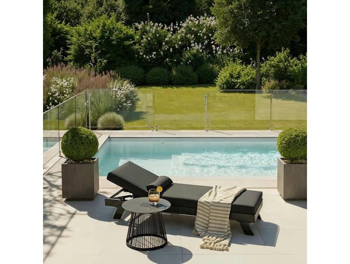 Gartenliege Susa Dunkelgrau Metall/Outdoorstoff