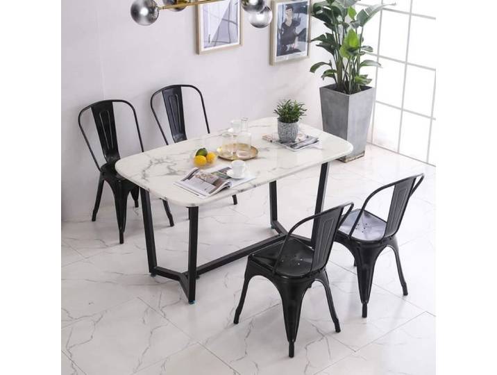 Chaises en Métal de Style Industriel Chic - SHE - Lot de 4 - Facile à Assembler - Anti-rayures