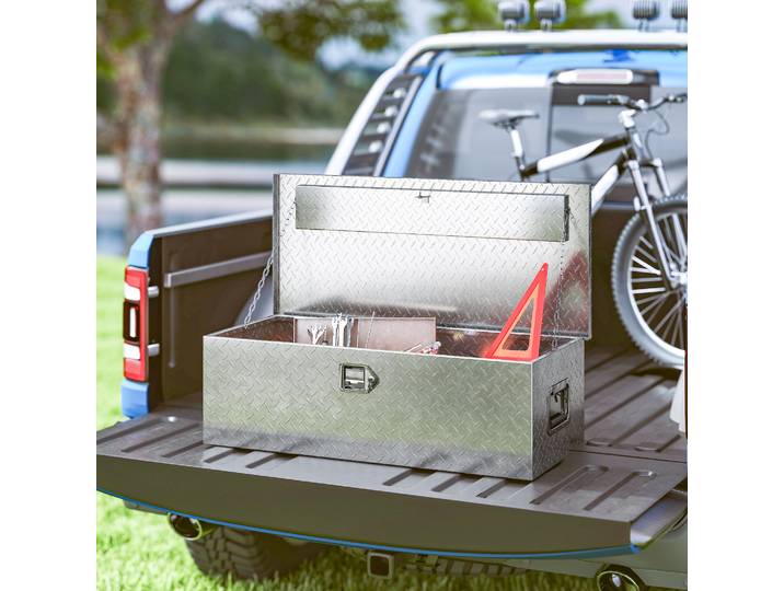 HOMCOM Caisse à Outils Aluminium 76cm Argent