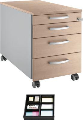 Schäfer Shop Select Rollcontainer 1233, Eiche/Weißalu, inkl. Trennstegen für Schubladen