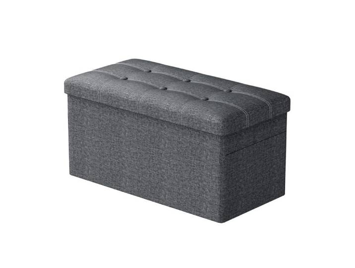 Tabouret de rangement - GOOD NITE - 38x110x38 cm - Repose-pieds avec rangement - Carré - Gris