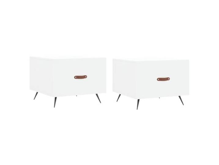 Favemtsl Couchtisch 2er Set Weiß 50x50x40 cm Beistelltisch Holzwerkstoff Modernes Set aus zwei quadratischen Tischen mit Schublade für Ihr Wohnzimmer oder Schlafzimmer, stabile Eisenbeine.