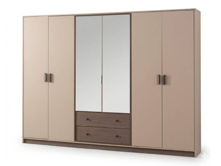 JVmoebel Schwebetürenschrank Beiger Kleiderschrank mit Spiegel Kleiderschrank großer Schrank Made in Europa