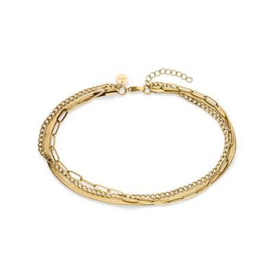 Armband S.OLIVER "Fine Layers", gold (gelbgoldfarben), Armbänder, Damen, 21cm, Edelstahl, Armband