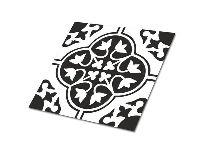 Tulup Selbstklebende Wandfliesen 9 Stück 30x30 cm - Blumenschmuck, Schwarz, Quadratisch, 30x1.6x30 cm, Tapeten & Wandverkleidungen, Wandtattoos & Sticker