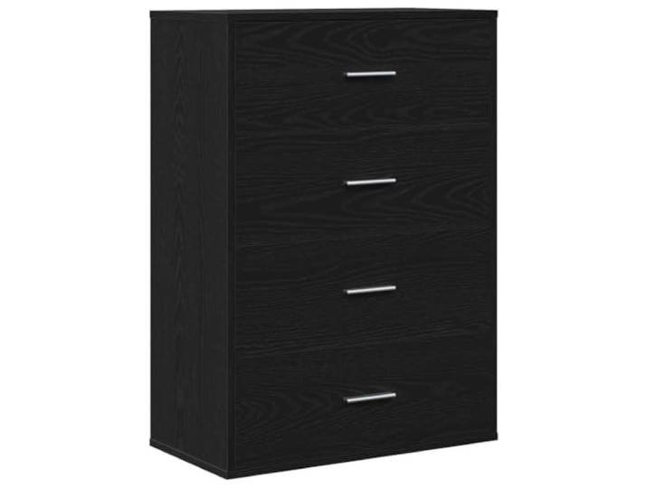 Kaorsrow Sideboard Kommode 4 Schubladen Schwarz Eichen-Optik 60x31x84 cm Kompakter Beistellschrank für Wohnzimmer und Flur mit 4 Schubladen, silbernen Griffen und robuster Oberfläche.