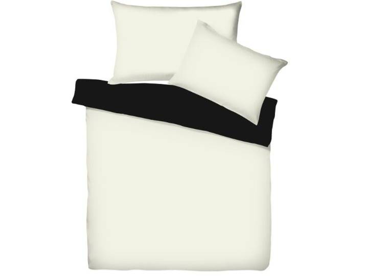 Living Home Duvetbezug Uni Doubleface Wollweiss/Schwarz Einfarbig Baumwolle 240 x 240 cm