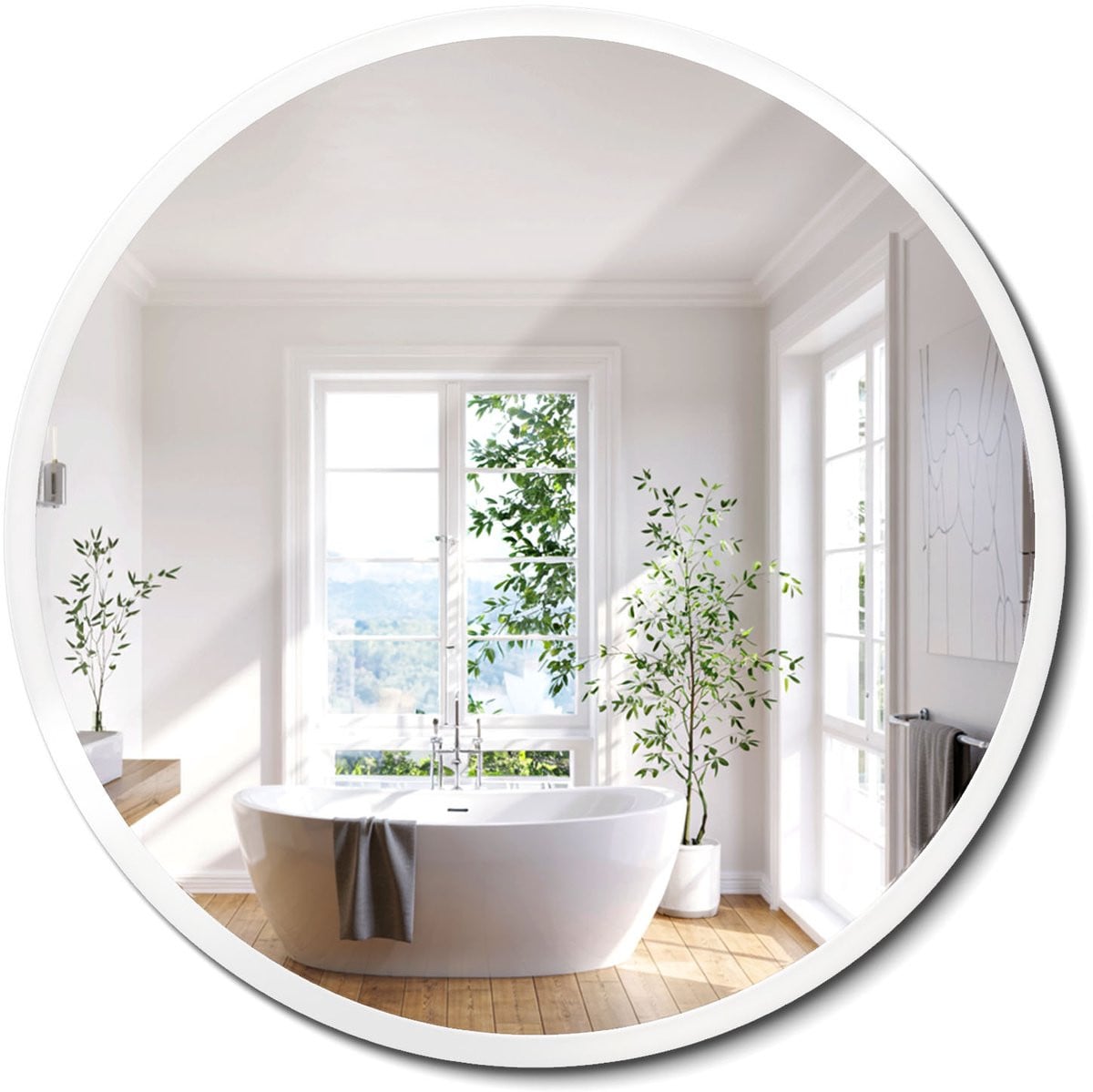 ArtPrintCave Wandspiegel - Ronde spiegel met zwarte rand - 80 x 80 cm